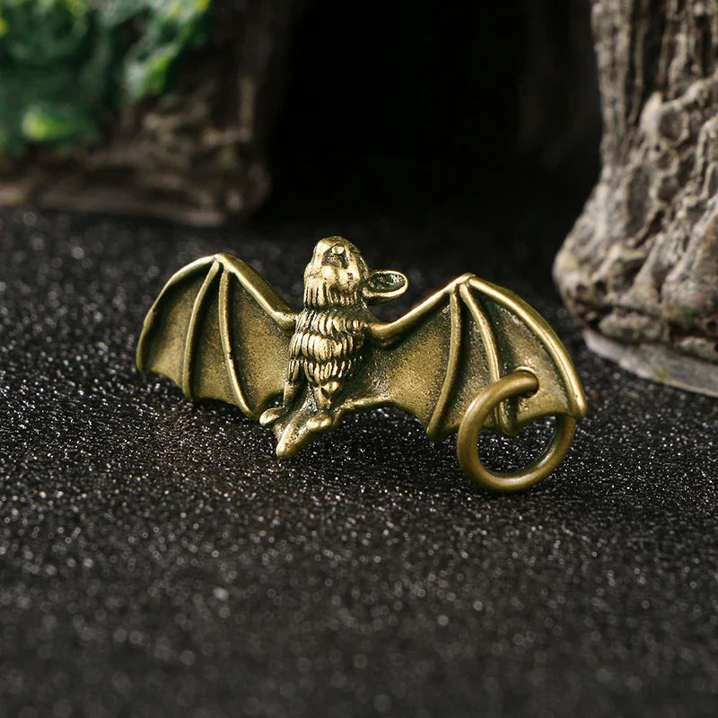 Miniature Antique Brass Lucky Nine Tailed Fox Figurines/Bat Ornament Copper Animal Mini Office Desktop Crafts Home Decor