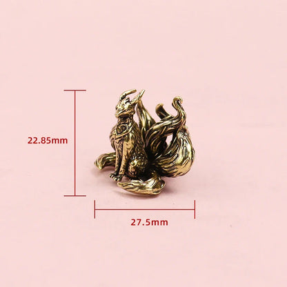 Miniature Antique Brass Lucky Nine Tailed Fox Figurines/Bat Ornament Copper Animal Mini Office Desktop Crafts Home Decor