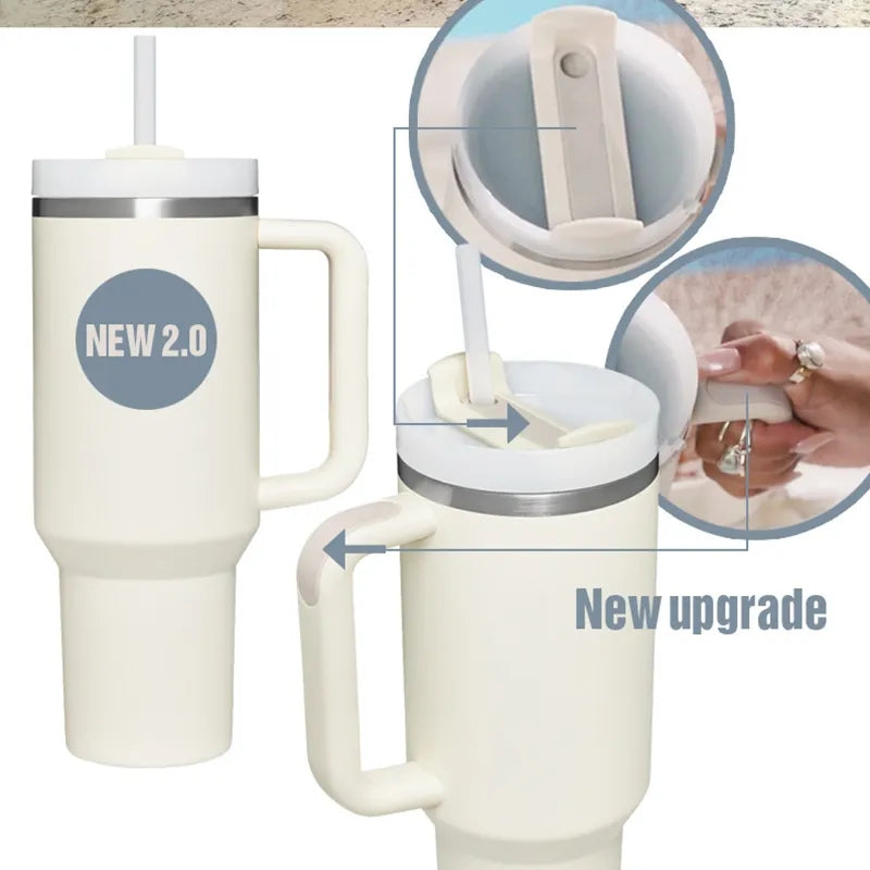 40oz Insulated Tumbler - Stainless Steel Thermal Mug with Straw