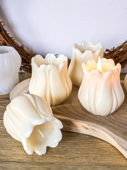 3D Tulip Flower Candle Mold Aromatherapy Candle Making DIY Handmade Soap Candlestick Resin Silicone Molds Home Decor Wedding Gif