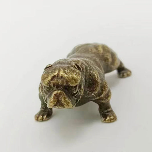 Vintage Brass Bulldog Figurines Funny Animal Copper Ornaments Collectibles Model Desktop Sculpture Crafts Home Decor