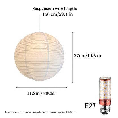 Noguchi Rice Paper Pendant Light for Home Decor Minimalist Japanese Paper Hanging Lamps For Living Room Home Decor Hanging Light