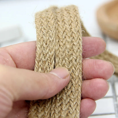 Flat Braided Jute Cords Burlap Ribbon Macrame Handmade DIY Craft Supplies Natural Hemp Rope Twine String Ribbon for Home Decor
