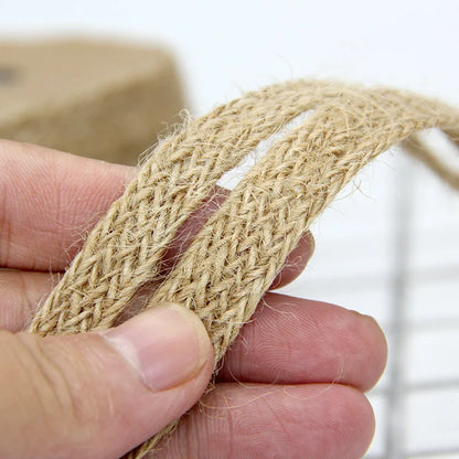 Flat Braided Jute Cords Burlap Ribbon Macrame Handmade DIY Craft Supplies Natural Hemp Rope Twine String Ribbon for Home Decor