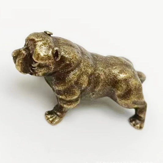 Vintage Brass Bulldog Figurines Funny Animal Copper Ornaments Collectibles Model Desktop Sculpture Crafts Home Decor