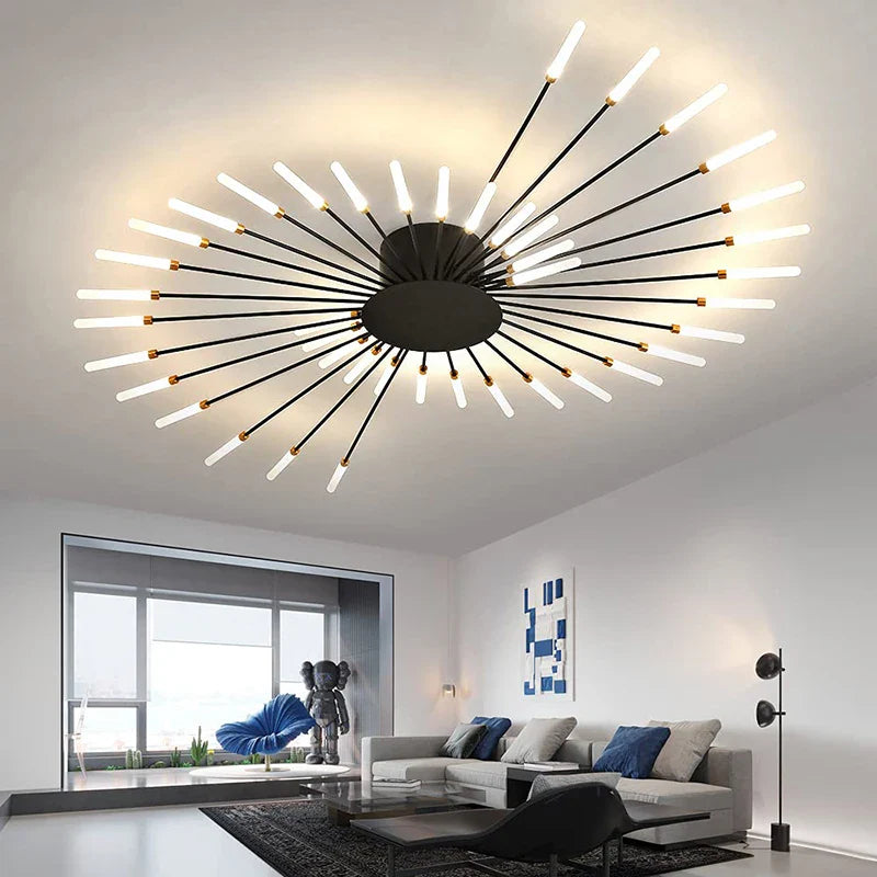 Living Room Light LED Ceiling Lamp Modern Indoor Lighting Acrylic Nordic Creative Fan-shaped Bedroom Fixture Home Decor Kid Room