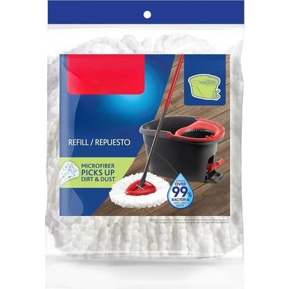 EasyWring Spin Mop Refill - Microfiber, White, Durable Clean