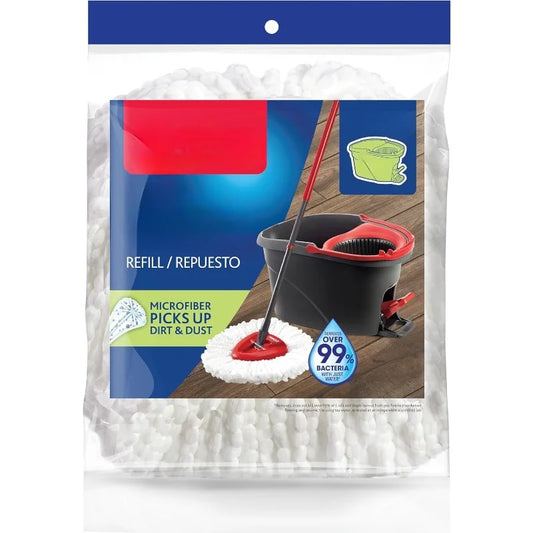 EasyWring Spin Mop Refill - Microfiber, White, Durable Clean