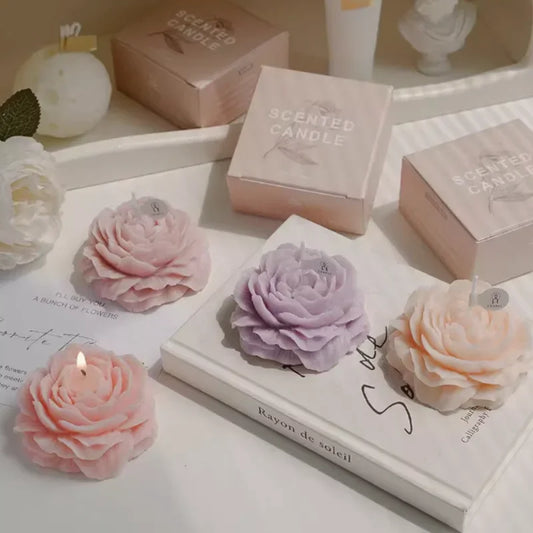 Creative Peony Candle Floral Fragrance Mothers Day Gift Idea Handmade Soy Wax Aromatherapy for Home Decor Favor Present