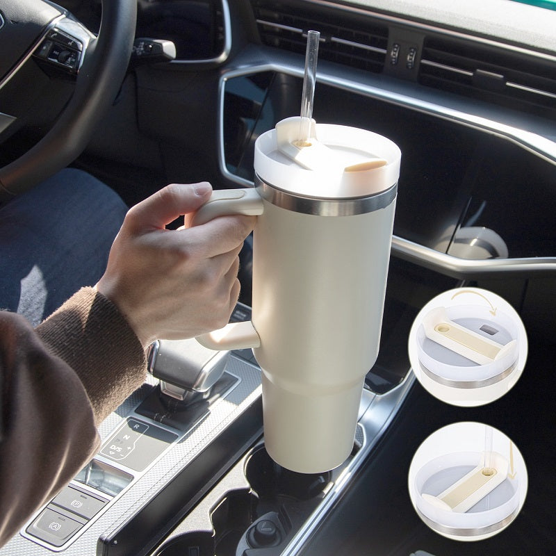 40oz Insulated Tumbler - Stainless Steel Thermal Mug with Straw