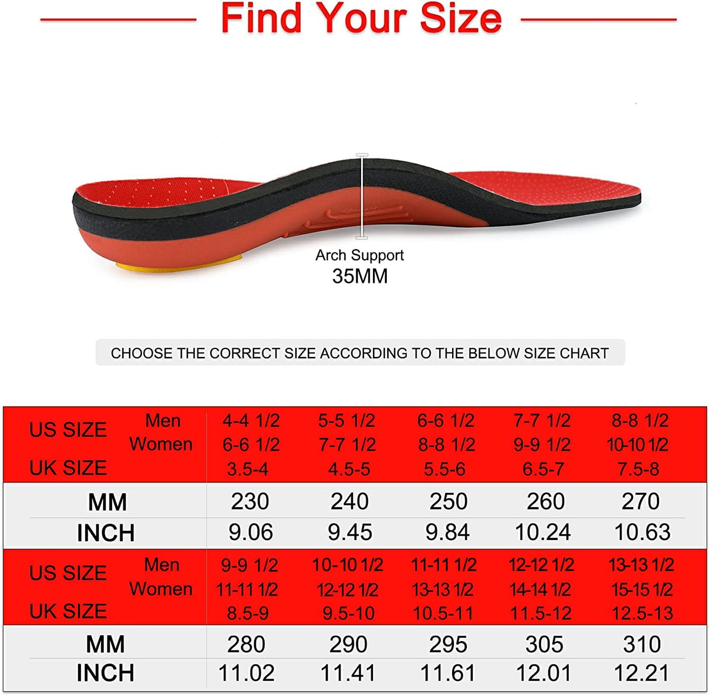 Plantar Fasciitis Orthotic Insoles - High Arch Support