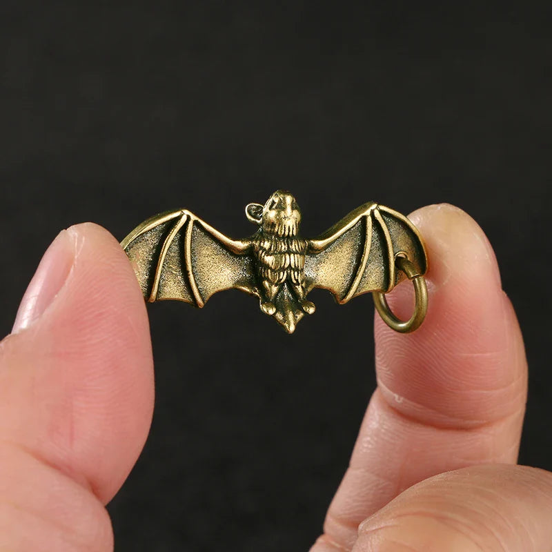 Miniature Antique Brass Lucky Nine Tailed Fox Figurines/Bat Ornament Copper Animal Mini Office Desktop Crafts Home Decor