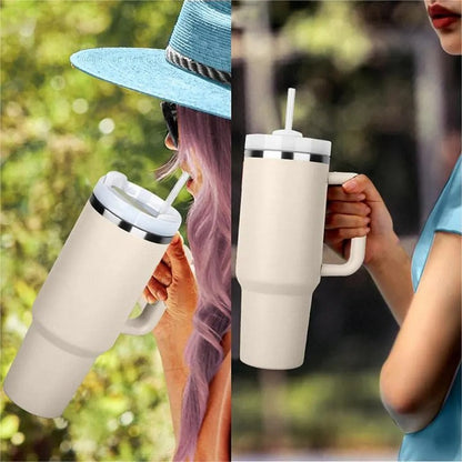 40oz Insulated Tumbler - Stainless Steel Thermal Mug with Straw
