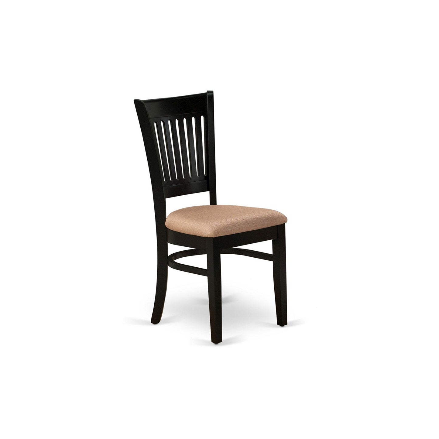 EAST WEST FURNITURE - AMVA3-BLK-C - 3-Pc Modern Dining Table Set- 2 Wood Dining Chair and Dining Room Table - Linen Fabric Seat and Slatted Chair Back (Black Finish)