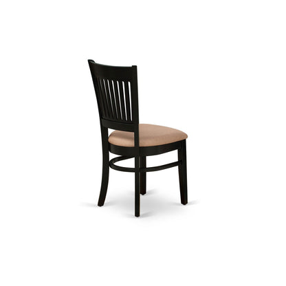 EAST WEST FURNITURE - AMVA3-BLK-C - 3-Pc Modern Dining Table Set- 2 Wood Dining Chair and Dining Room Table - Linen Fabric Seat and Slatted Chair Back (Black Finish)