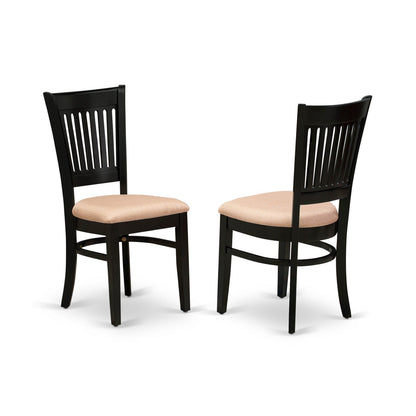 EAST WEST FURNITURE - ANVA5-BLK-C - 5-Pc Dinette Room Set- 4 Wooden Chair and Modern dining room table - Linen Fabric Seat and Slatted Chair Back (Black Finish)