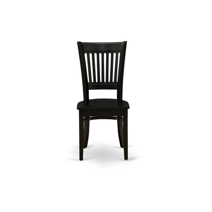 EAST WEST FURNITURE - AMVA5-BLK-W - 5-Piece Kitchen Dining Set- 4 Dining Chair and Modern Round Dining Table - Wooden Seat and Slatted Chair Back (Black Finish)