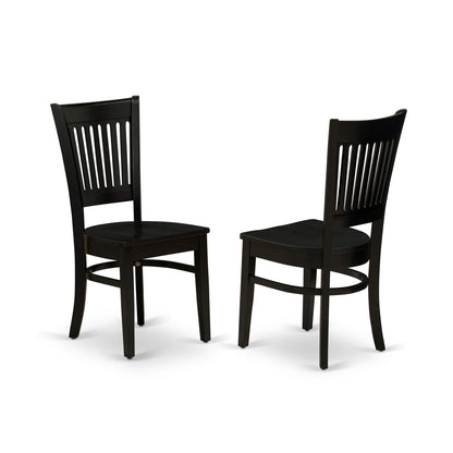 EAST WEST FURNITURE - ANVA5-BLK-W - 5-Pc Dining Room Table Set- 4 dining room chairs and Dining Room Table - Wooden Seat and Slatted Chair Back (Black Finish)
