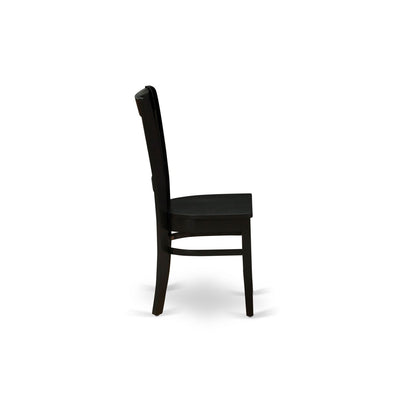 EAST WEST FURNITURE - ANVA5-BLK-W - 5-Pc Dining Room Table Set- 4 dining room chairs and Dining Room Table - Wooden Seat and Slatted Chair Back (Black Finish)