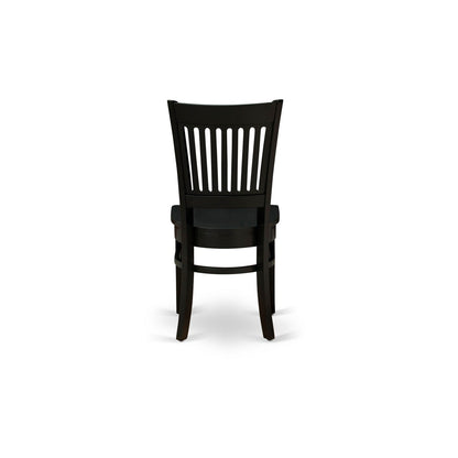 EAST WEST FURNITURE - AMVA3-BLK-W - 3-Pc Dinette Room Set- 2 Modern Dining Room Chair and Kitchen Dining Table - Wooden Seat and Slatted Chair Back (Black Finish)