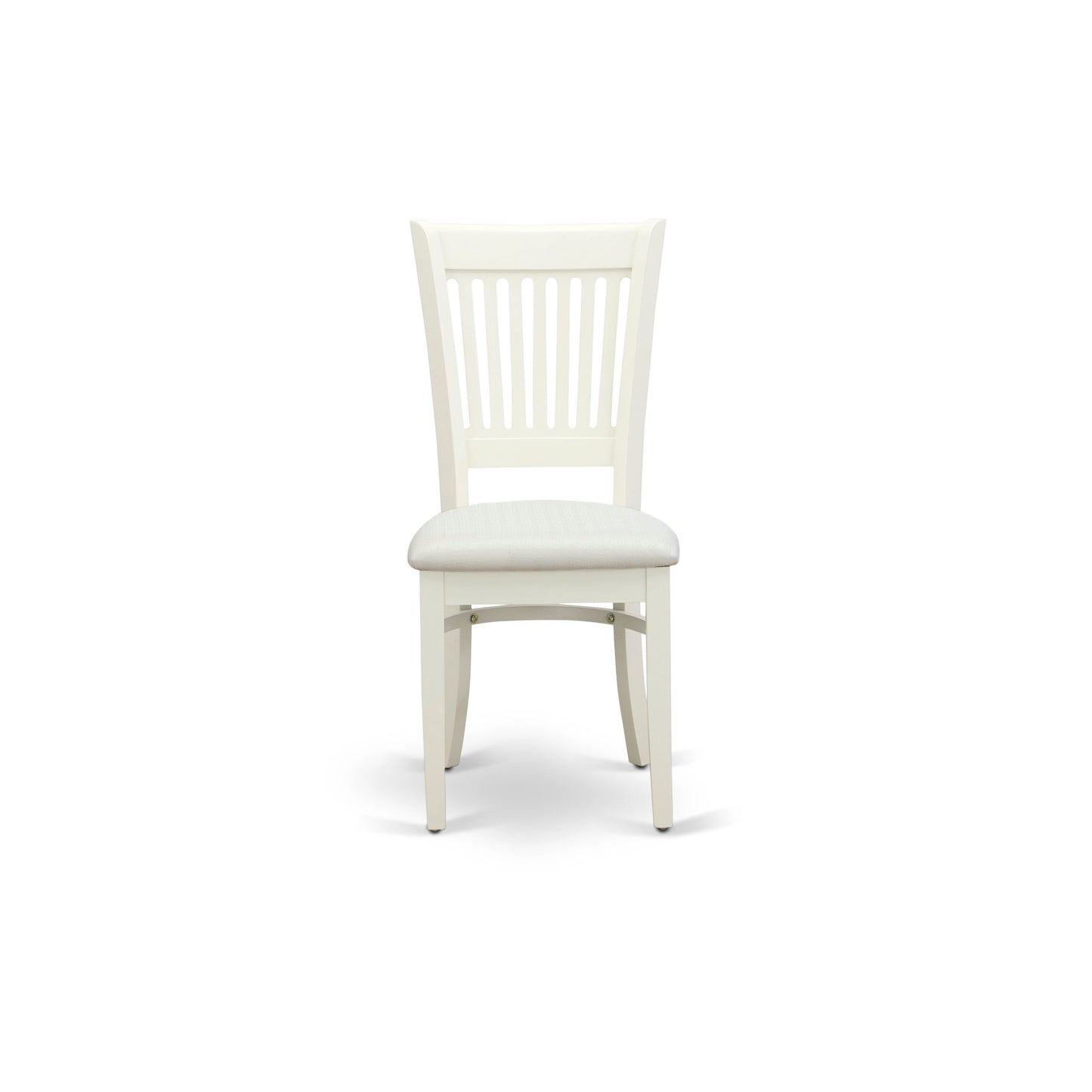 EAST WEST FURNITURE - AVVA5-LWH-C - 5-Pc Dinette Room Set- 4 Mid Century Dining Chairs with Linen Fabric Seat and Slatted Chair Back - Removable leaf Wood Dining Table - linen white Finish