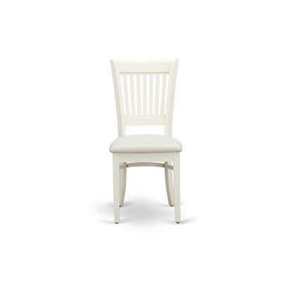 EAST WEST FURNITURE - AMVA5-LWH-C - 5-Piece Dinette Room Set- 4 dining room chairs and Wooden Dining Table - Linen Fabric Seat and Slatted Chair Back (linen white Finish)