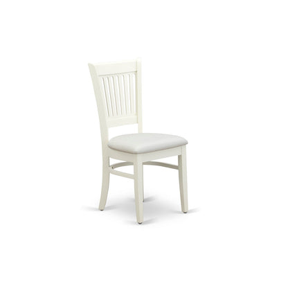 EAST WEST FURNITURE - ANVA3-LWH-C - 3-Pc Dining Room Table Set- 2 Wooden Chairs and Round Dining Table - Linen Fabric Seat and Slatted Chair Back (linen white Finish)