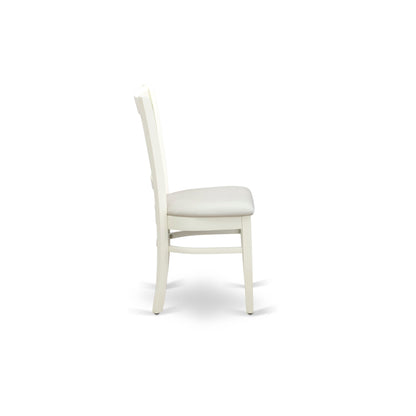 EAST WEST FURNITURE - AVVA5-LWH-C - 5-Pc Dinette Room Set- 4 Mid Century Dining Chairs with Linen Fabric Seat and Slatted Chair Back - Removable leaf Wood Dining Table - linen white Finish