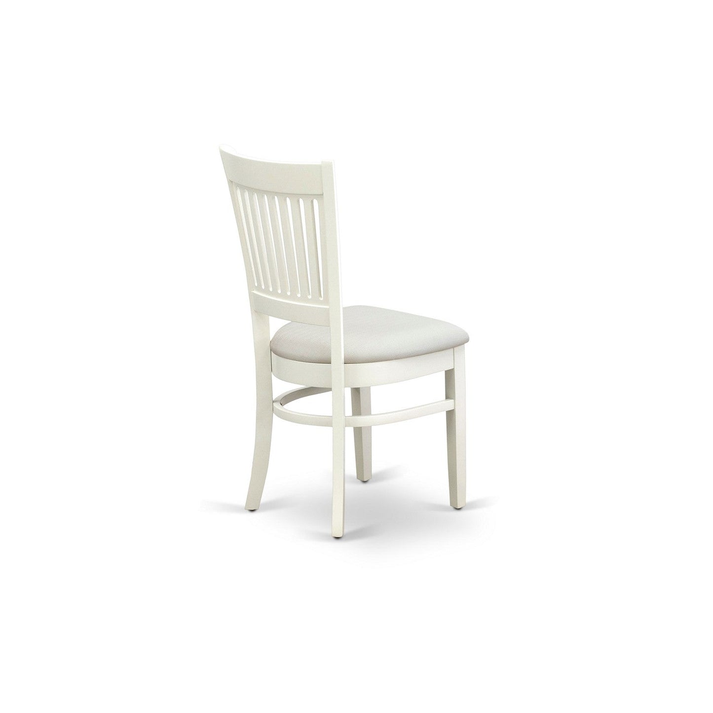 EAST WEST FURNITURE - ANVA3-LWH-C - 3-Pc Dining Room Table Set- 2 Wooden Chairs and Round Dining Table - Linen Fabric Seat and Slatted Chair Back (linen white Finish)