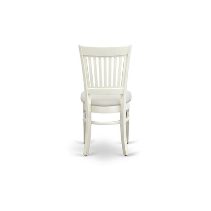 EAST WEST FURNITURE - AMVA3-LWH-C - 3-Piece Dinette Set- 2 Dining Room Chair and Round Dining Table - Linen Fabric Seat and Slatted Chair Back (linen white Finish)