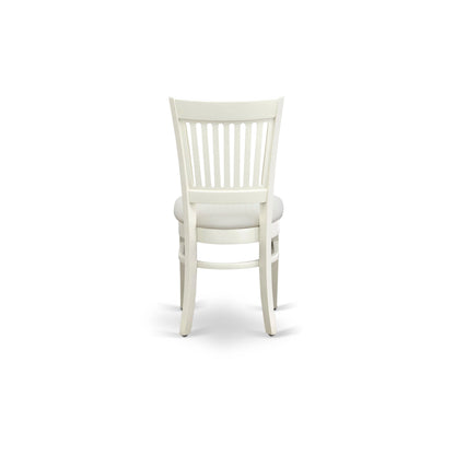 EAST WEST FURNITURE - AVVA7-LWH-C - 7-Piece Dining Table Set- 6 Dining Chairs with Linen Fabric Seat and Slatted Chair Back - Removable leaf Modern Oval Dining Table - linen white Finish