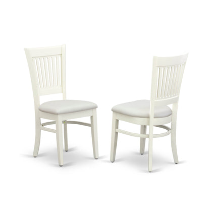 EAST WEST FURNITURE - AVVA7-LWH-C - 7-Piece Dining Table Set- 6 Dining Chairs with Linen Fabric Seat and Slatted Chair Back - Removable leaf Modern Oval Dining Table - linen white Finish