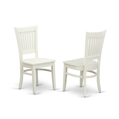 EAST WEST FURNITURE - AMVA5-LWH-W - 5-Pc Dinette Set- 4 dining room chairs and Modern dining room table - Wooden Seat and Slatted Chair Back (linen white Finish)