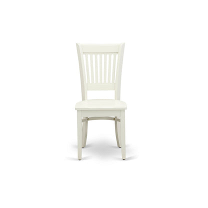 EAST WEST FURNITURE - ANVA5-LWH-W - 5-Piece Kitchen Dining Set- 4 Wooden Chairs and Dining Room Table - Wooden Seat and Slatted Chair Back (linen white Finish)