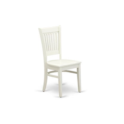 EAST WEST FURNITURE - AMVA3-LWH-W - 3-Pc Dining Room Table Set- 2 Dining Room Chair and Dining Table - Wooden Seat and Slatted Chair Back (linen white Finish)