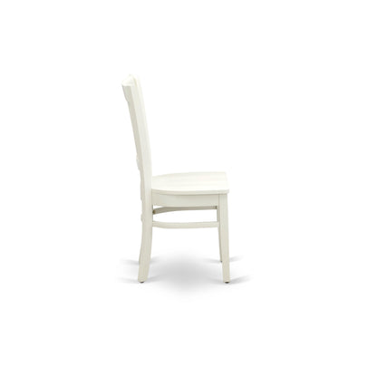 EAST WEST FURNITURE - AVVA5-LWH-W - 5-Piece Modern Dining Set- 4 Mid Century Chair with Wooden Seat and Slatted Chair Back - Removable leaf Oval Dining Table - linen white Finish
