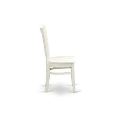 EAST WEST FURNITURE - AMVA3-LWH-W - 3-Pc Dining Room Table Set- 2 Dining Room Chair and Dining Table - Wooden Seat and Slatted Chair Back (linen white Finish)
