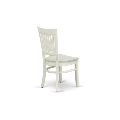 EAST WEST FURNITURE - AMVA5-LWH-W - 5-Pc Dinette Set- 4 dining room chairs and Modern dining room table - Wooden Seat and Slatted Chair Back (linen white Finish)