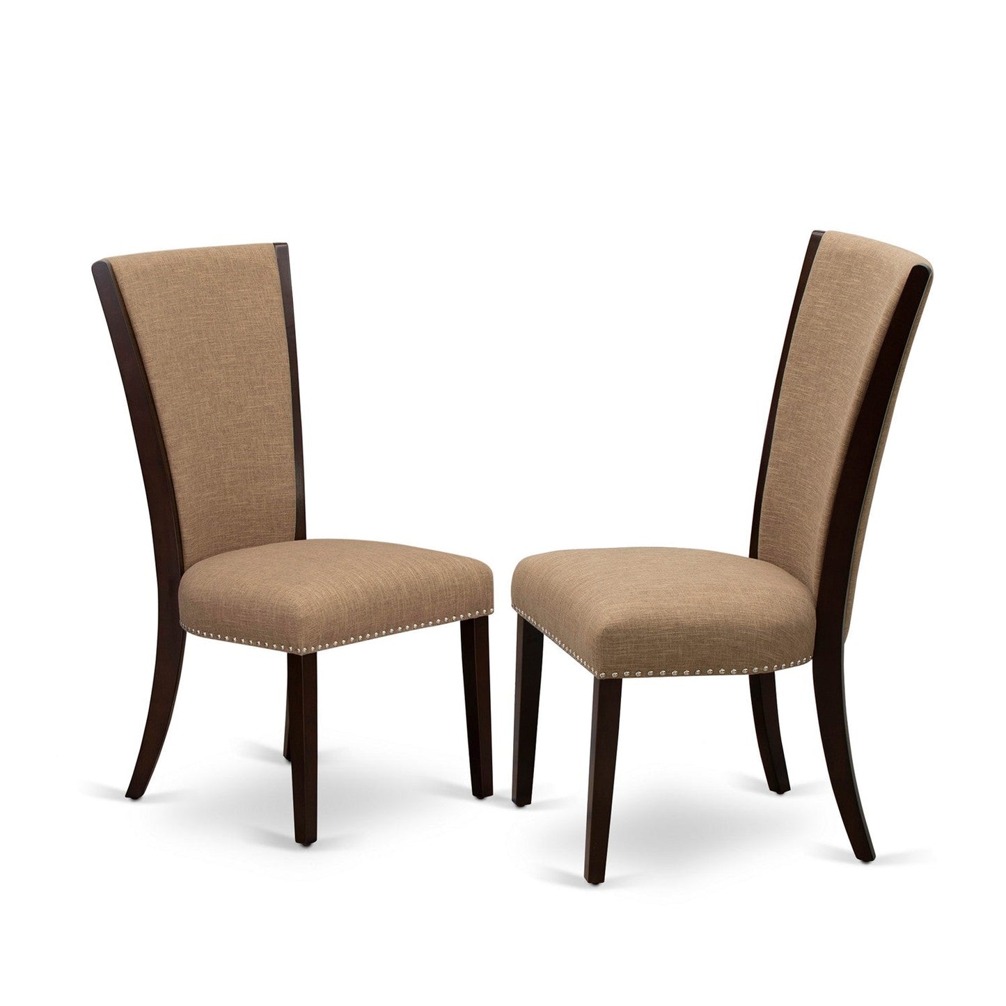 EAST WEST FURNITURE - ANVE3-MAH-47 - 3 Pc Kitchen Dining Set - 2 Light Sable Linen Fabric Parson Dining Chairs with High Back and 1 Modern Kitchen Table - Mahogany Finish