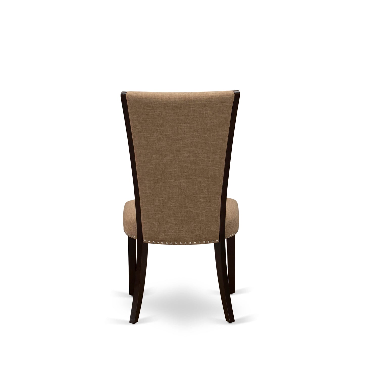 EAST WEST FURNITURE - ANVE3-MAH-47 - 3 Pc Kitchen Dining Set - 2 Light Sable Linen Fabric Parson Dining Chairs with High Back and 1 Modern Kitchen Table - Mahogany Finish