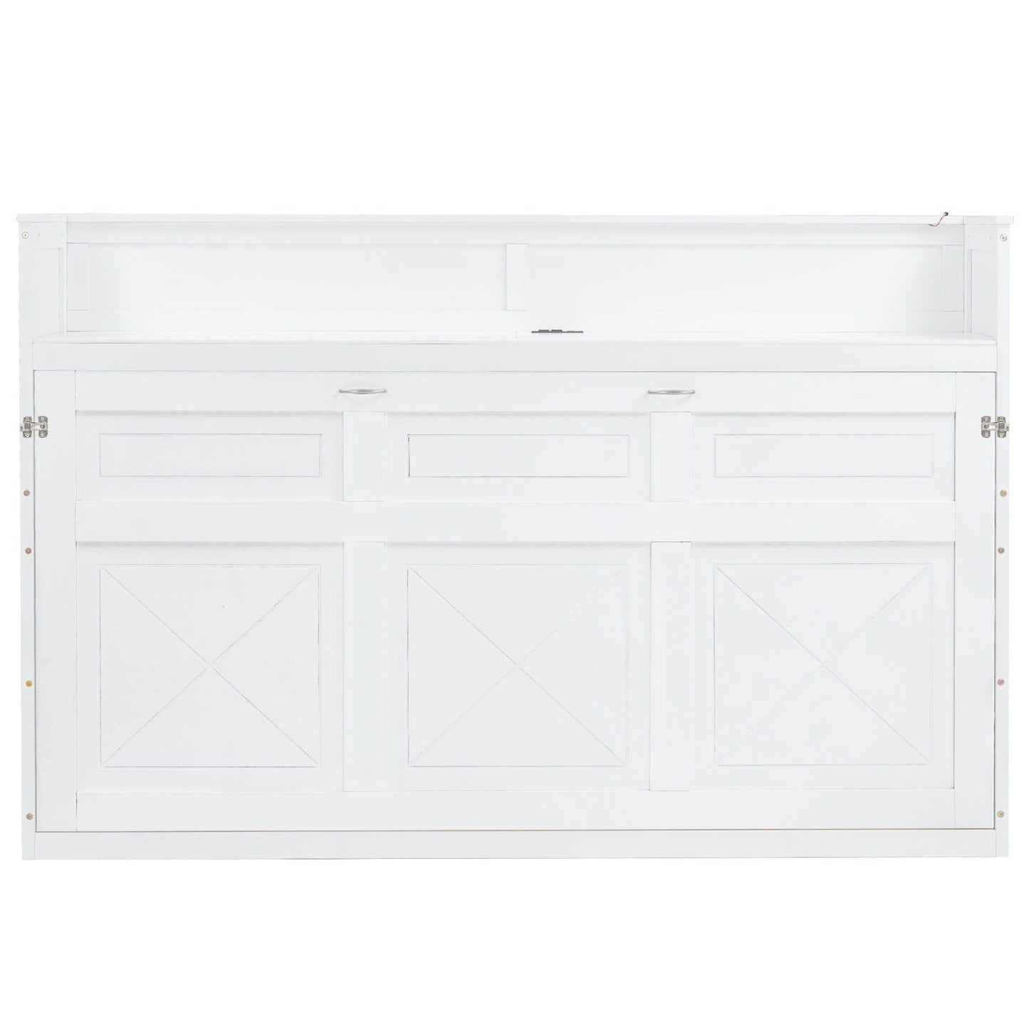 Murphy Bed With Desk, LED Light And USB Charging Station