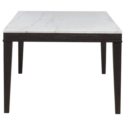 Averill 7-piece White Marble Top Dining Set Tan and Coffee Bean