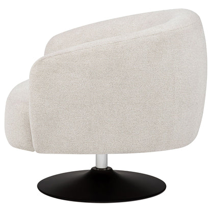 Dave Upholstered Barrel Back Swivel Club Chair Beige