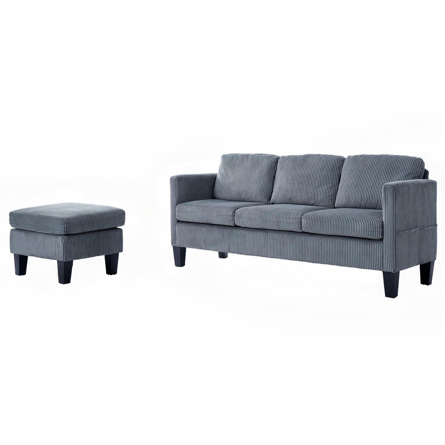 L-Shaped Sectional Sofa With Padded Cashmere, Space Saving Design For Living Rooms & Apartments - Gray
