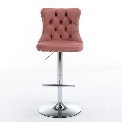 Swivel Barstools Adjusatble Seat Height From 25-33", Modern Upholstered Base Bar Stools With Backs Comfortable Tufted For Home Pub And Kitchen Island (Set of 2)