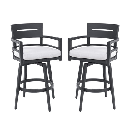 Outdoor Swivel Bar Chairs, 360 Degree Rotation, Ergonomic Backrest (Set of 2)