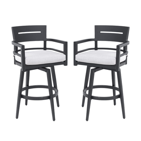 Outdoor Swivel Bar Chairs, 360 Degree Rotation, Ergonomic Backrest (Set of 2)
