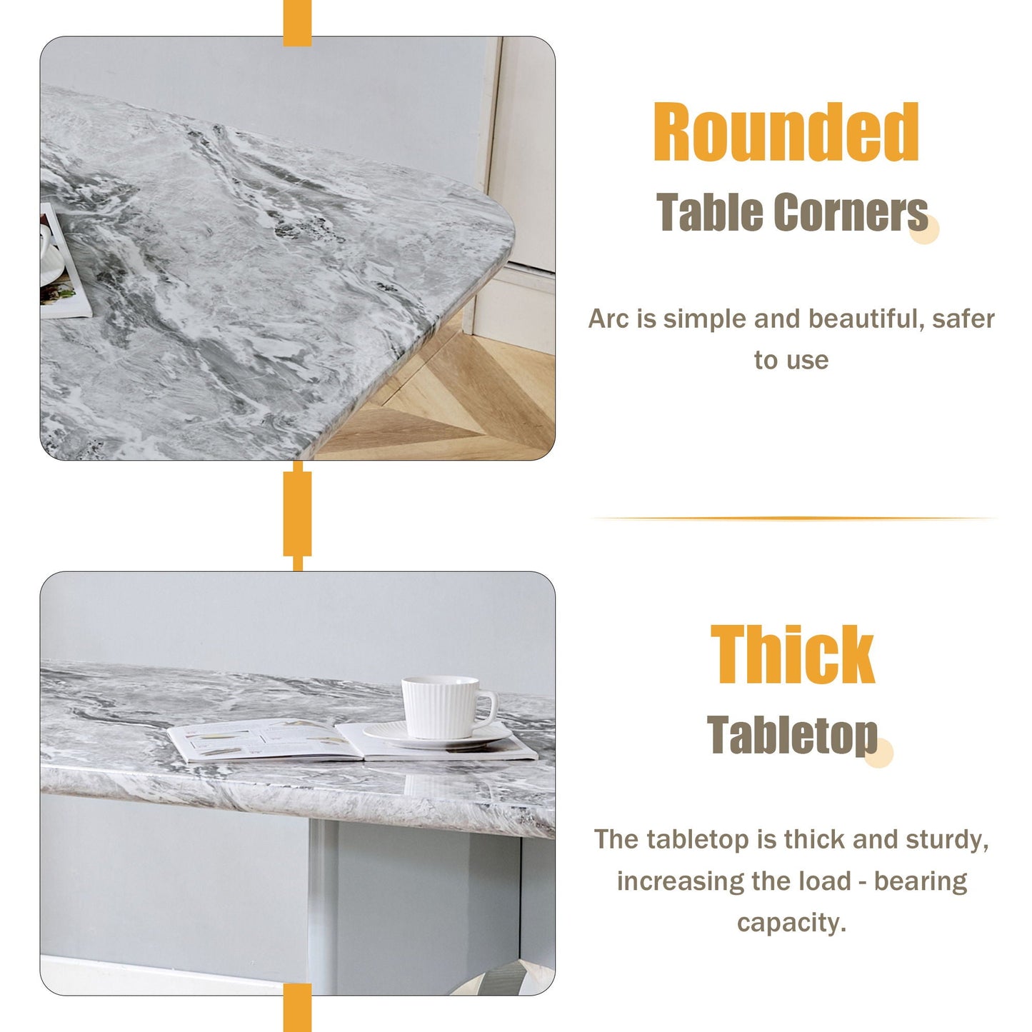 Modern Dining Table With Sleek Hollow-Out Frame And Accents