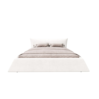 Upholstered Platform Bed With Special Shaped Headboard