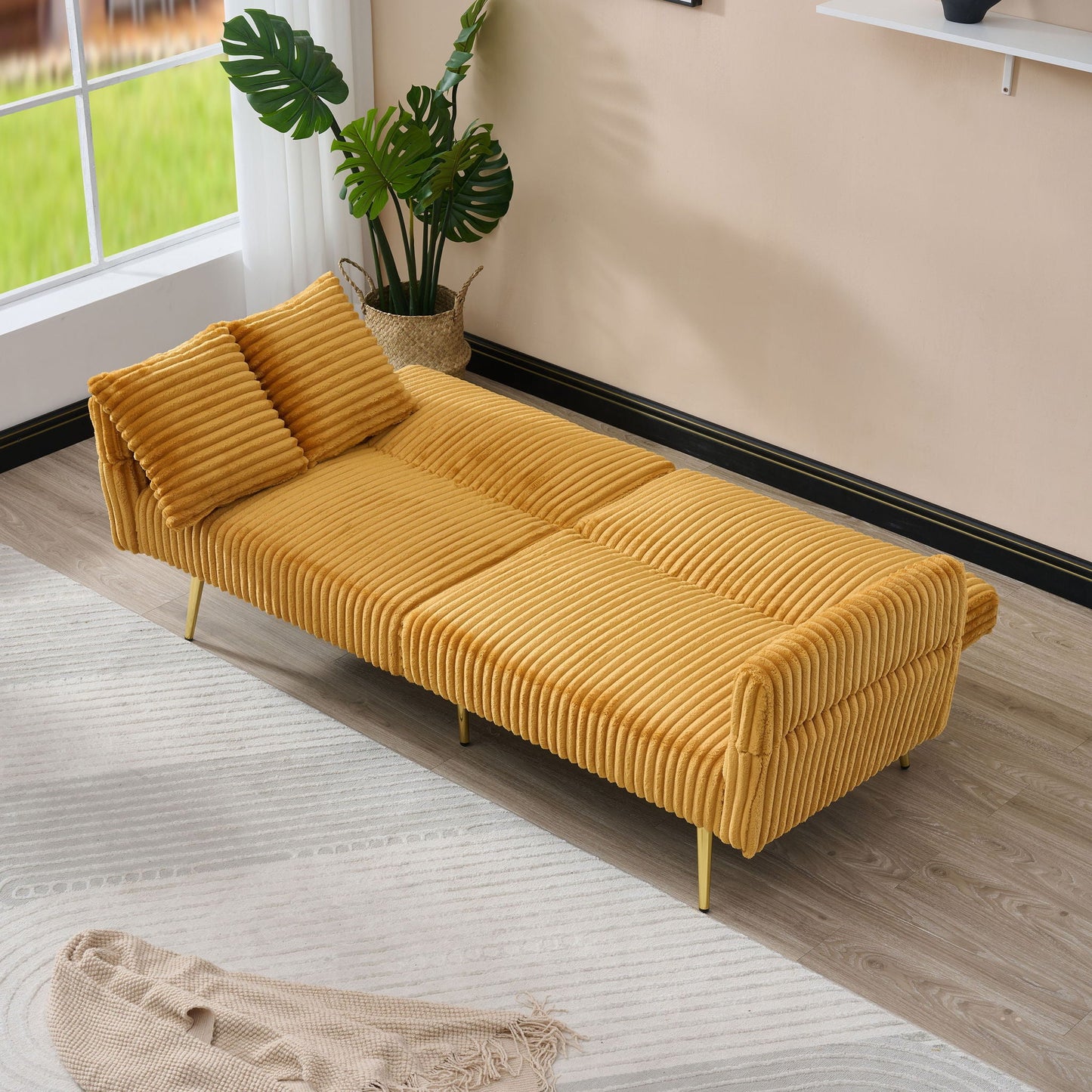 Luxury Foldable Double Sofa Bed With Folding Armrests